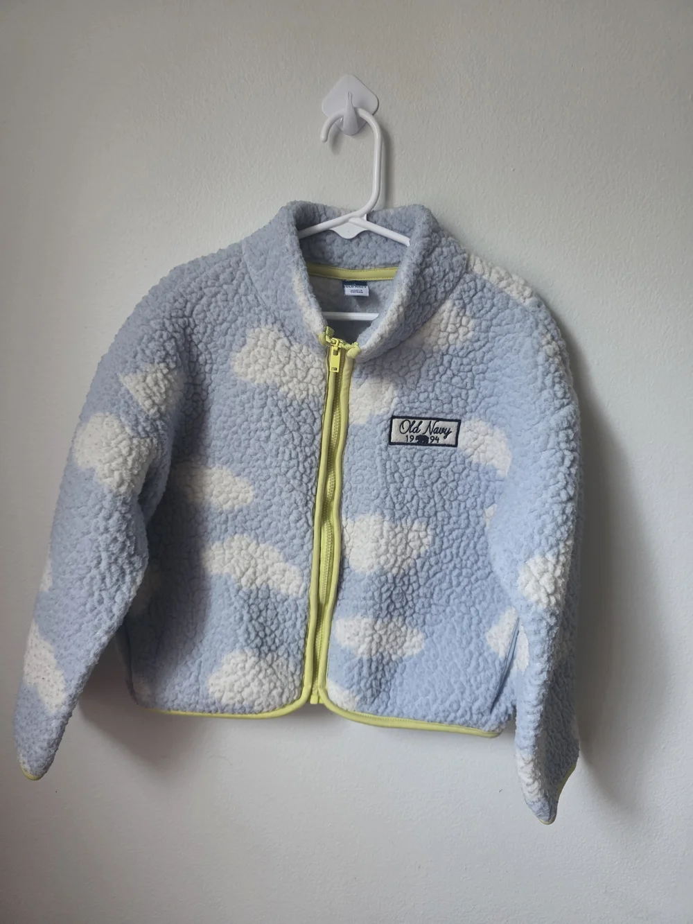 Old Navy Light Blue Cloud Sherpa Jacket with Yellow Trim